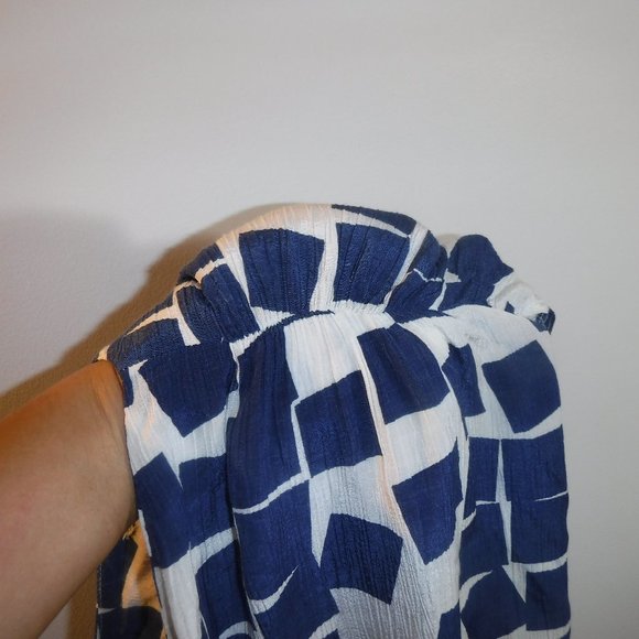 v-neck chiffon kimono-style geometric-print dress, vintage 1970s-1980s - Picture 11 of 16